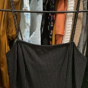 Pinstripe Strappy Mini Dress